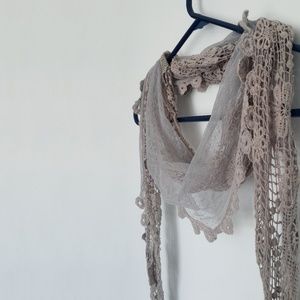 Lightweight Sheer Scarf Floral Crocheted Details